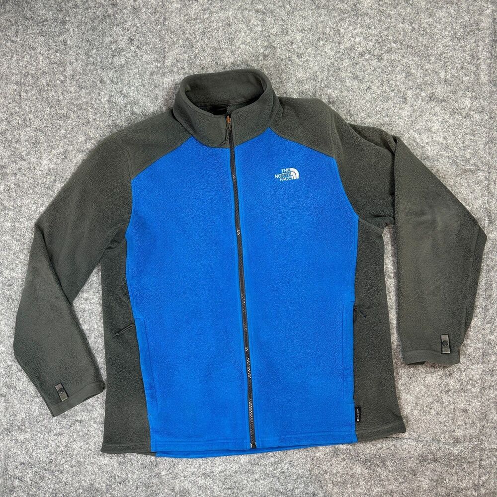 The North Face FlashDry Full Zip Fleece Jacket Mens XL Blue Grey Colorblock